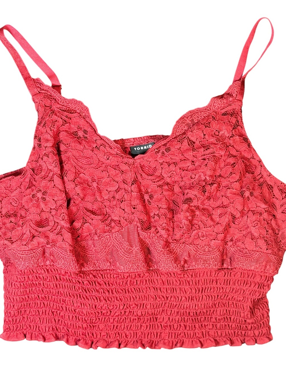 Torrid Size 3 Coral Pink Lace Bralette Crop Top Plus Size